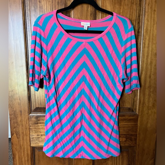 LuLaRoe Tops - Blue and Pink Striped Shirt